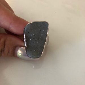 Unique Natural Stone Sterling Silver Ring